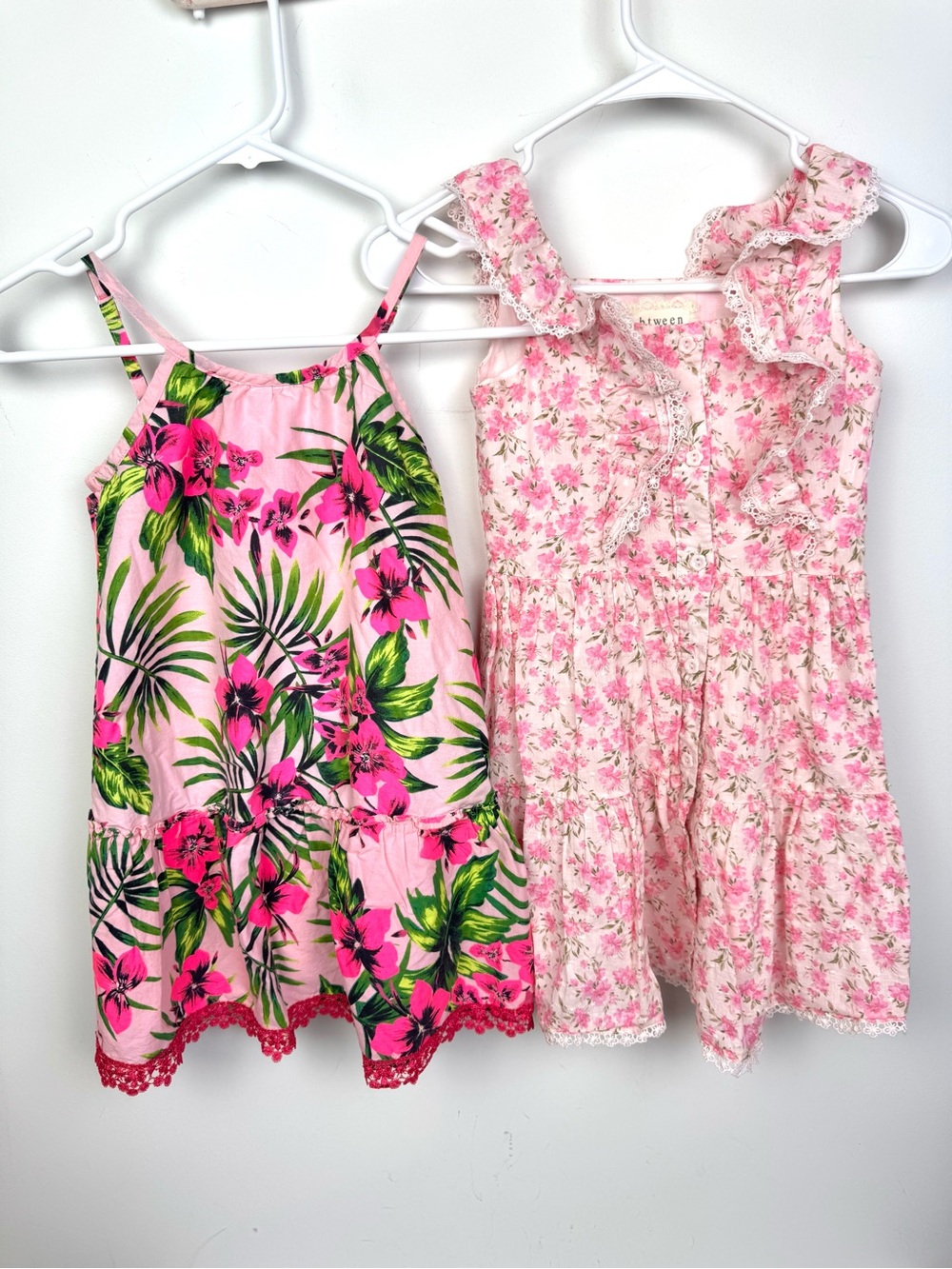 Bundle of 2 Little Girl Casual Cotton Pink Dresses Size 5/6